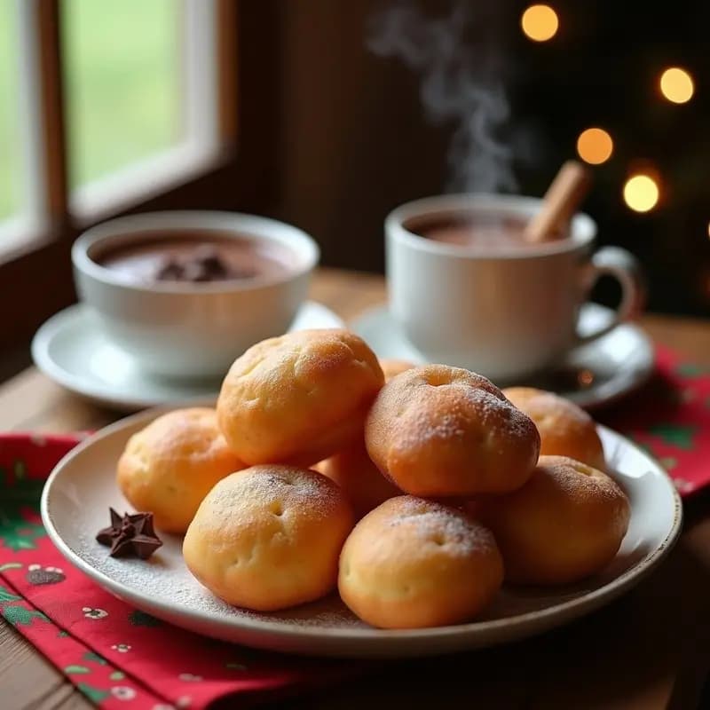 Bunyuelos de Viento con Chocolate Caliente: Postre Colombiano para Navidades