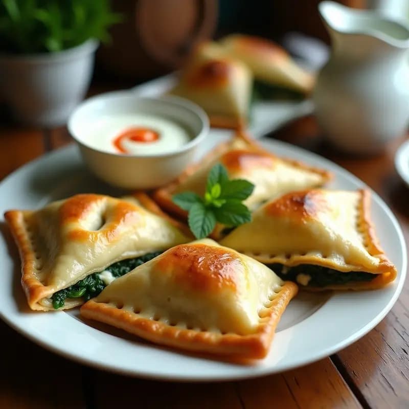 Buratá de Queso y Espinacas: Empanada Georgia Vegana con Masa de Yogur