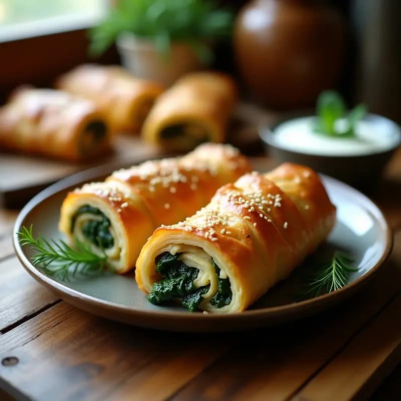 Burek de Espinaca y Queso Feta: Entrante Balcánico Crujiente en Filo