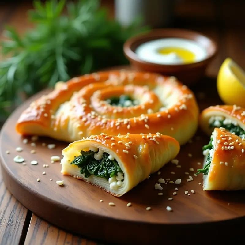 Burek de Espinacas y Queso Feta: Hoja de Filo Crujiente de los Balcanes