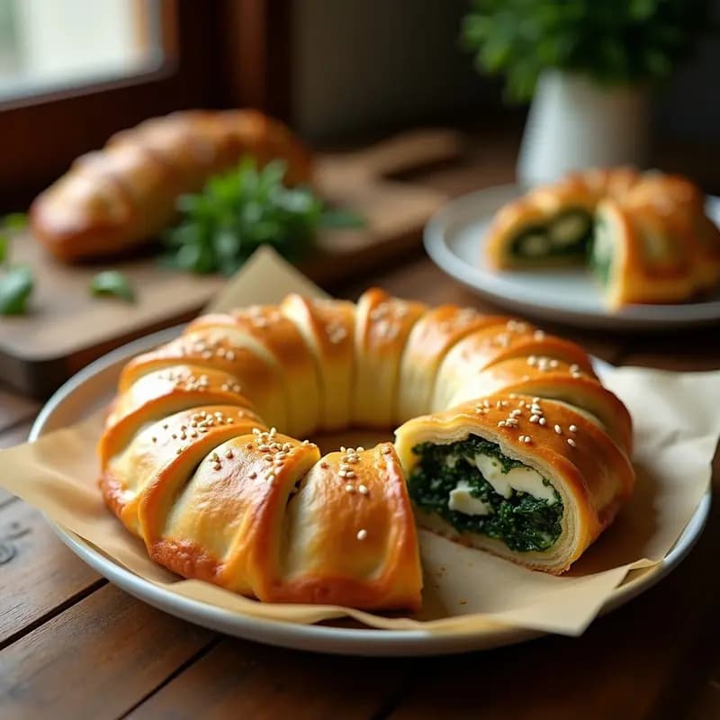 Burek de Queso y Espinacas: Empanada Balcánica Crujiente y Salada en Horno