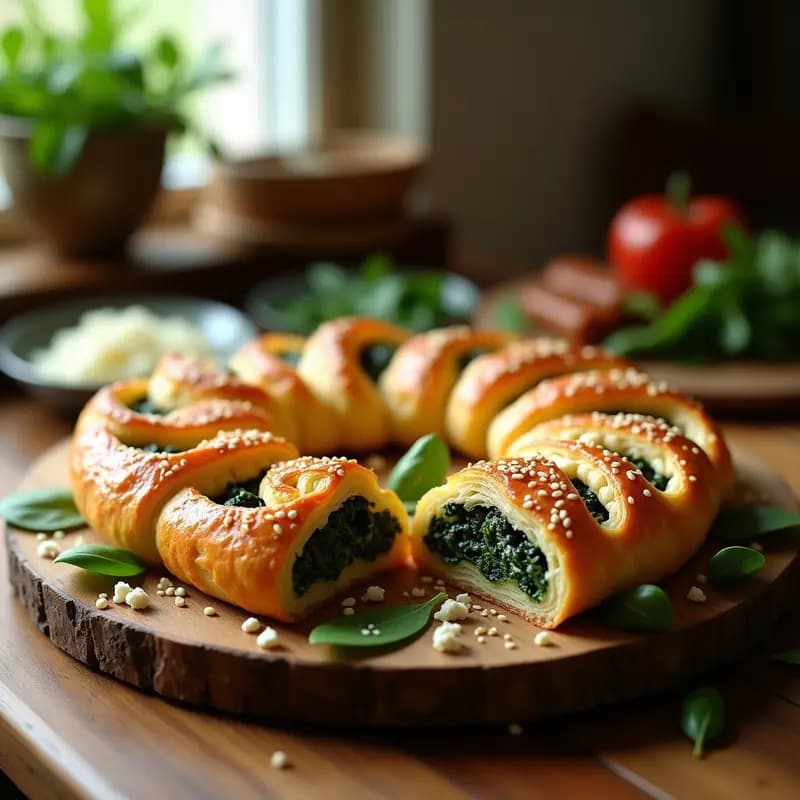 Burek de Spinaca y Queso Feta con Hojaldre Casero