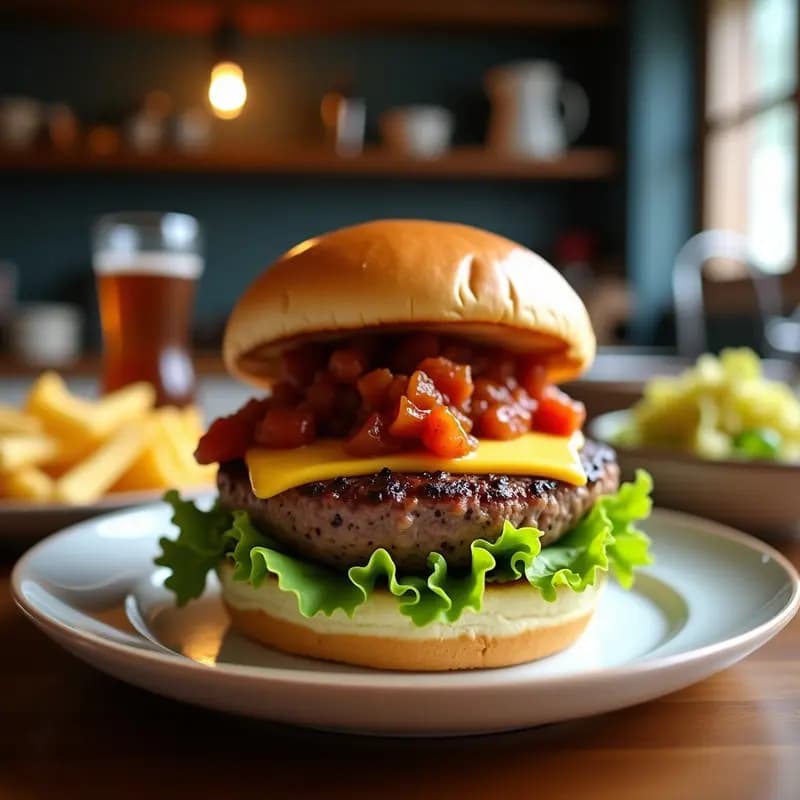 Burger de Costilla Ahumada con Queso Gouda y Salsa Barbacoa de Whisky: El Rey de las Hamburguesas