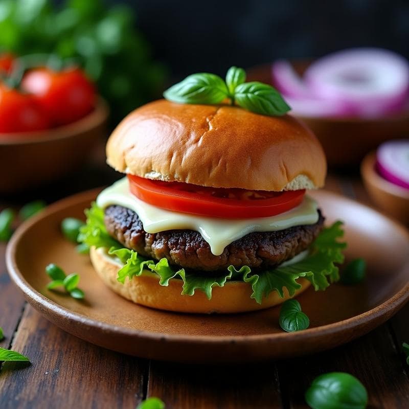 Burger de Hongos Portobello y Bleu de Queso Vegano: Receta Americana en 20 Minutos