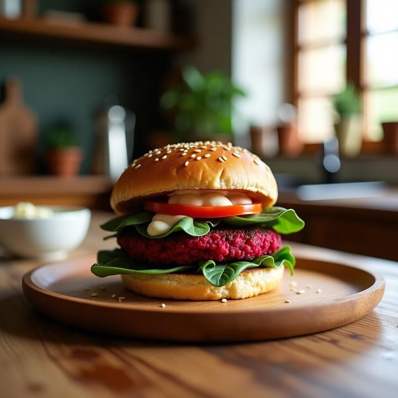 Burger de Lentejas Rojas y Remolacha con Pan de Avena: Receta Vegana y Sin Gluten en Airfryer
