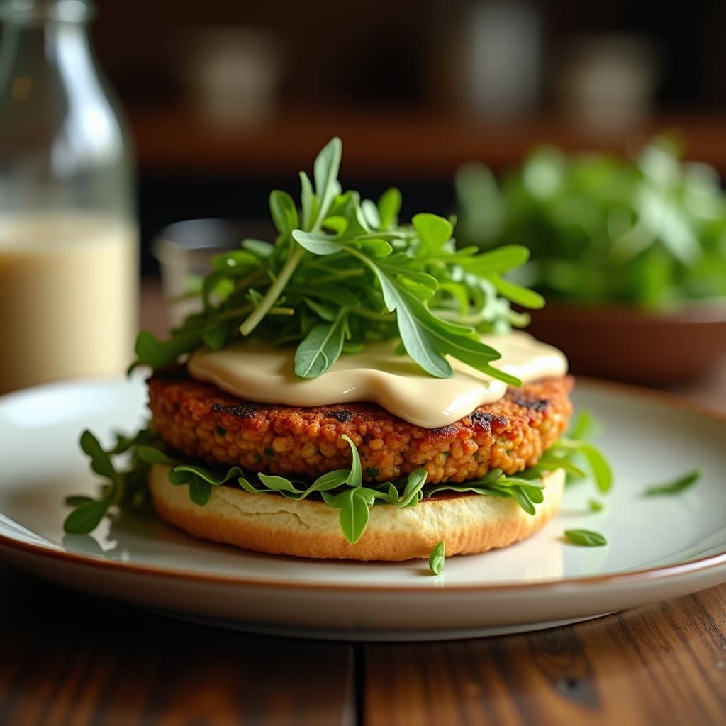 Burger de Lentejas Numerosas con Salsa de Tahini y Rúcula: Receta Keto en Airfryer