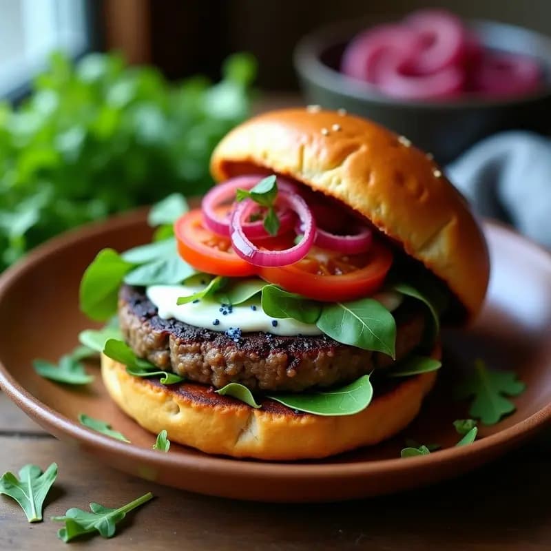 Burger de Portobello y Queso Azul con Pan de Batata: Receta Vegana y Sin Gluten