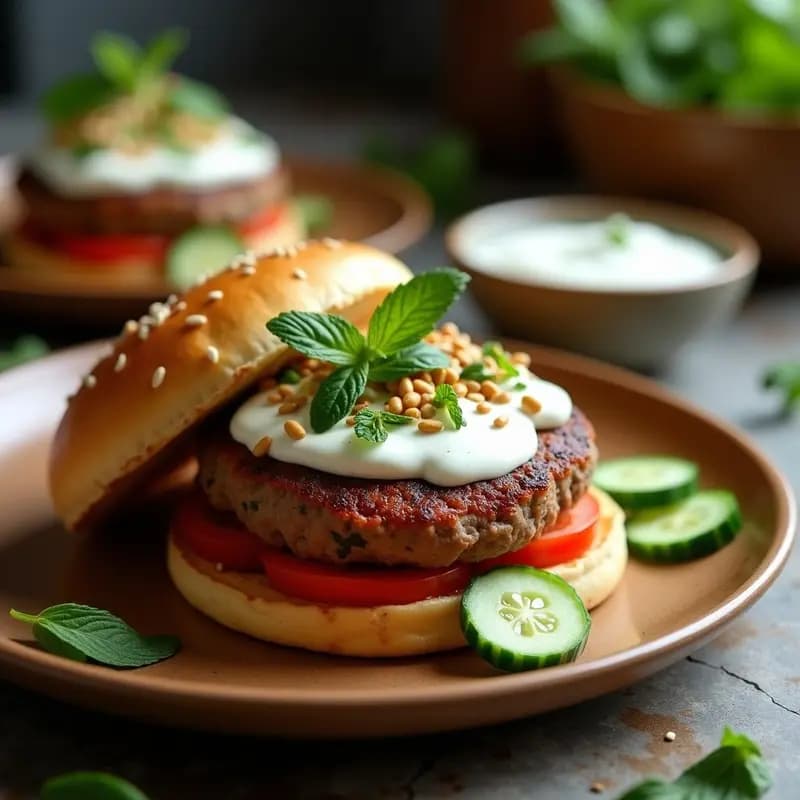 Burgers de Cordero con Salsa de Yogur y Mentas: Receta Árabe en Airfryer y Alta en Proteína