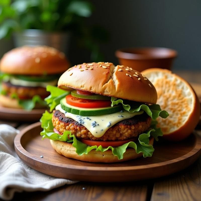 Burgers de Jackfruit y Queso Azul con Pan de Almendra: Receta Vegana y Sin Harina