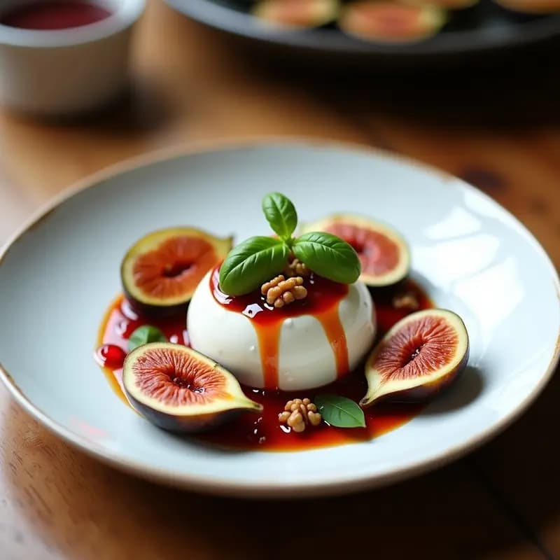 Burrata con Higos Caramelizados y Vinagreta de Granada: Entrante Italiano Gourmet
