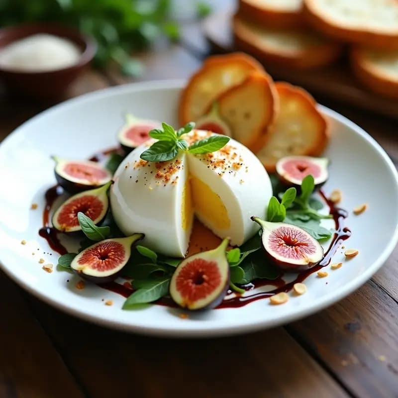Burrata con Higos y Mermelada de Haba Tonka: Entrante Italiano Gourmet en 10 Minutos
