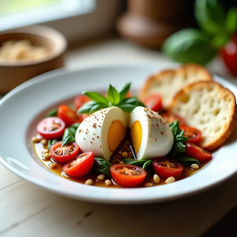 Burrata con Tomates Secos y Albahaca: Entrante Italiano Cremoso y Fresco Sin Cocción