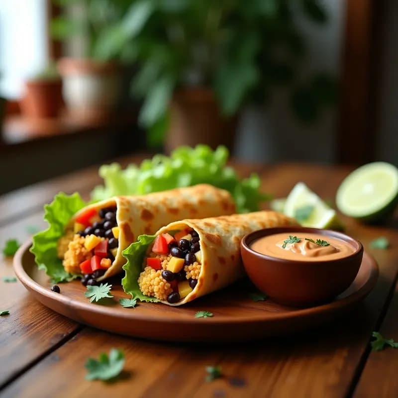 Burritas de Coliflor y Frijoles Negros: Receta Vegana en Airfryer con Salsa Chipotle