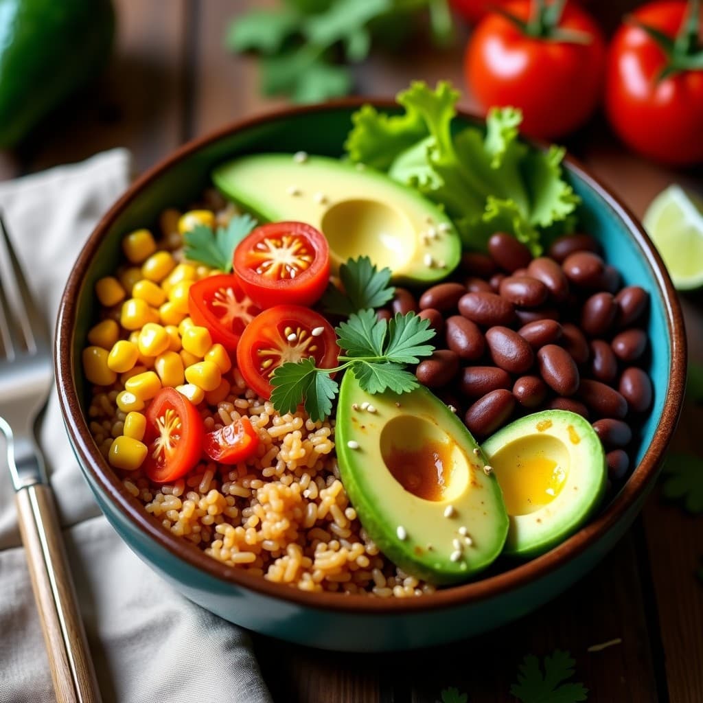Burrito Bowl de Lentejas y Aguacate: Receta Mexicana Vegana con Arroz Integral