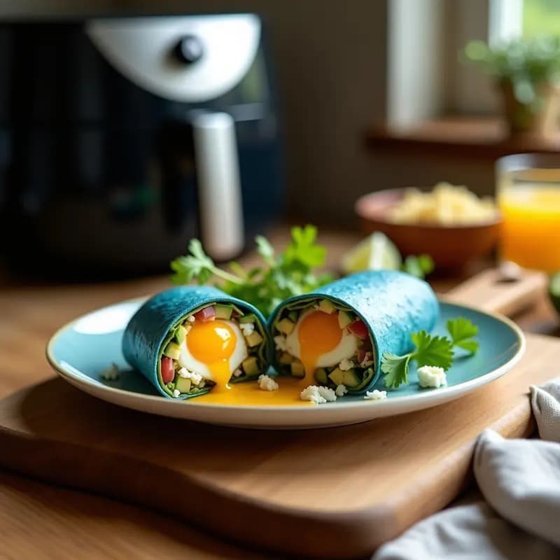 Burrito de Desayuno con Huevos Escabechados y Tortilla de Maíz Azul: Receta Mexicana en Airfryer