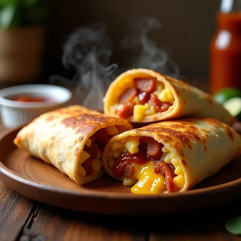 Burrito de Desayuno con Tortilla de Patata, Chorizo, Queso y Salsa de Barbacoa: El Desayuno que Te Mantiene Llena/o Todo el Día