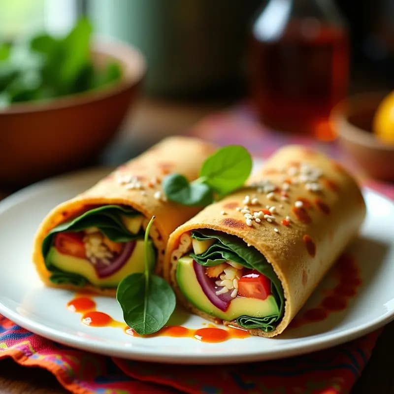 Burrito de Desayuno con Tortilla de Garbanzo y Aguacate: Receta Mexicana Vegana