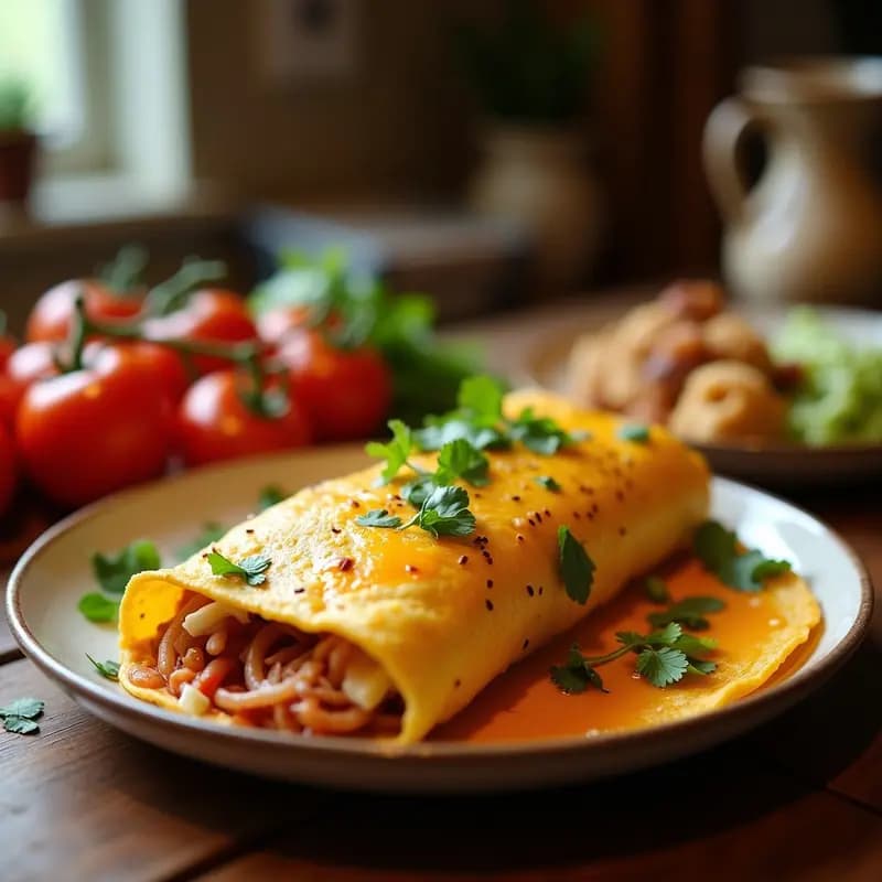 Burrito de Desayuno con Tortilla de Harina, Huevos, Tocino y Queso Fundido: Come como un Rey