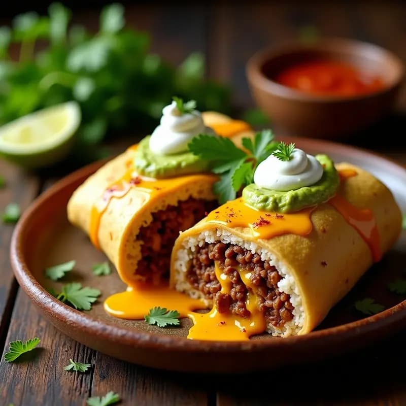 Burrito Gigante con Arroz, Frijoles, Carne, Queso y Salsa de Aguacate: El Desafío Comilón