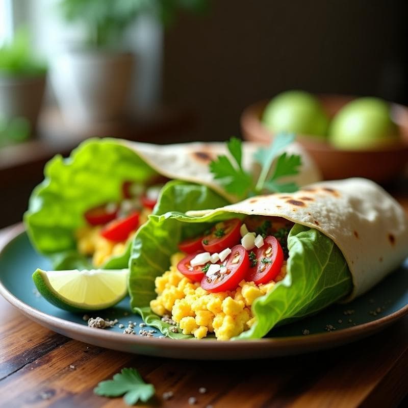 Burrito de Huevo y Aguacate: Desayuno Mexicano Keto en Tortilla de Lechuga