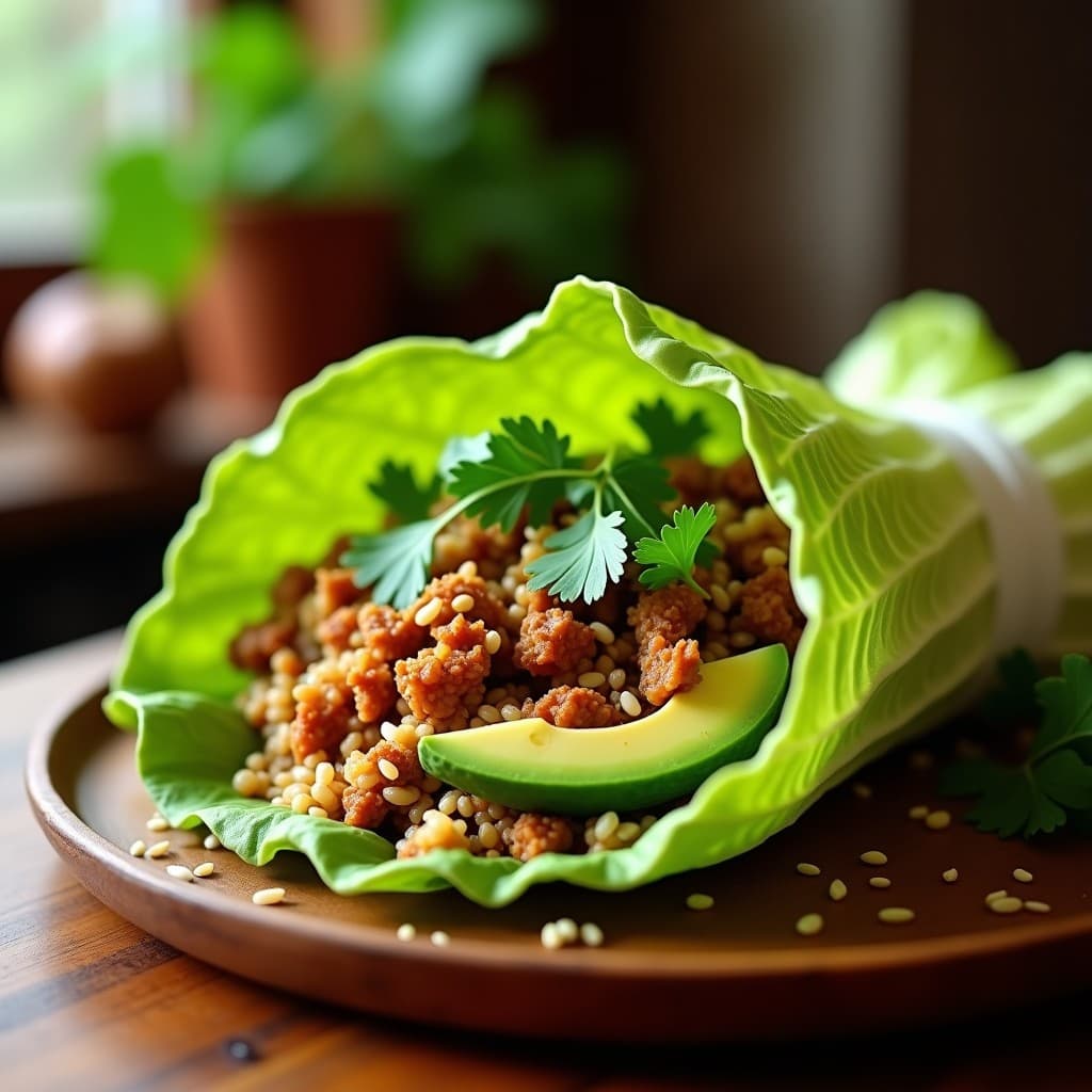 Burrito de Letuce con Carne de Jackfruit y Arroz Salvaje: Receta Vegana Sin Gluten en 20 Minutos