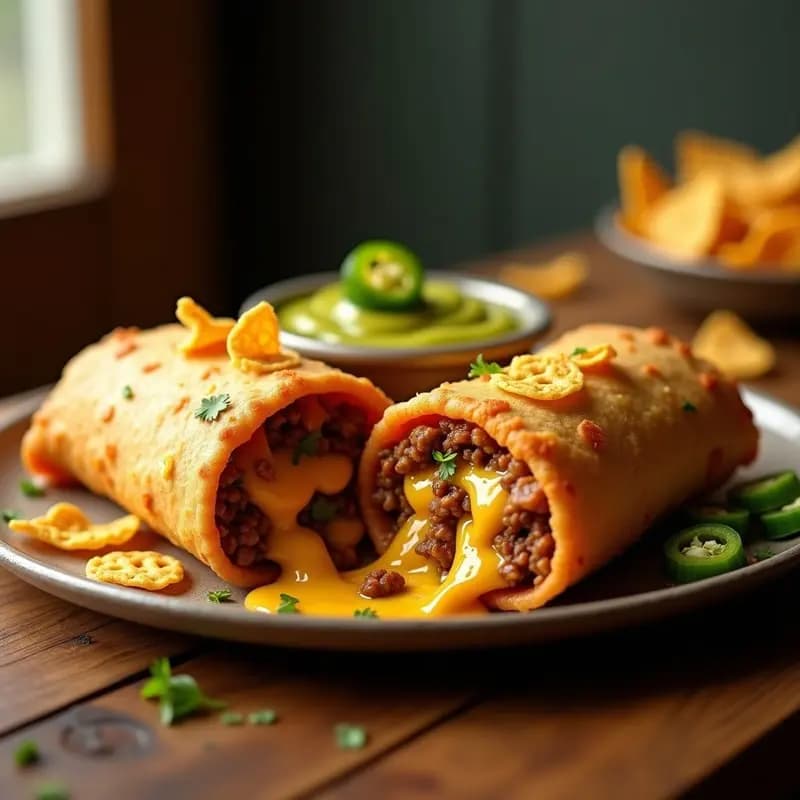 Burrito relleno de Nachos con Carne, Queso y Salsa de Jalapeños: Receta Tex-Mex para Atreverse