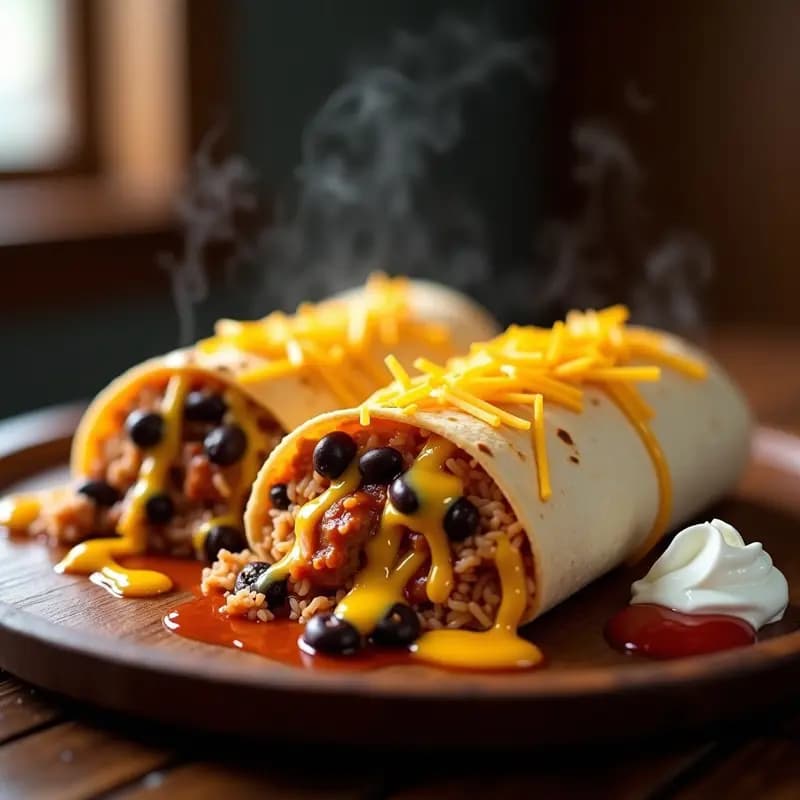 Burrito XXL con Arroz, Frijoles, Carne y Queso: Receta Mexicana para Saciar el Hambre