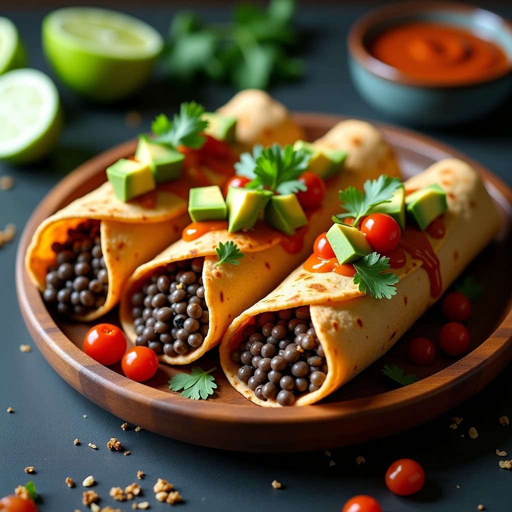 Burritos de Lentejas Beluga y Arroz Salvaje con Salsa Chipotle: Receta Vegana para Llevar