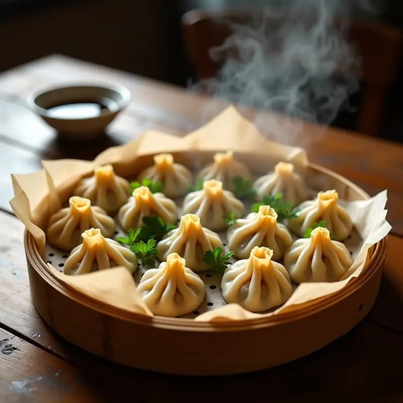 B хурин (Buuz) Mongol de Cordero y Cebolla: Empanadas al Vapor con Toque Asiático