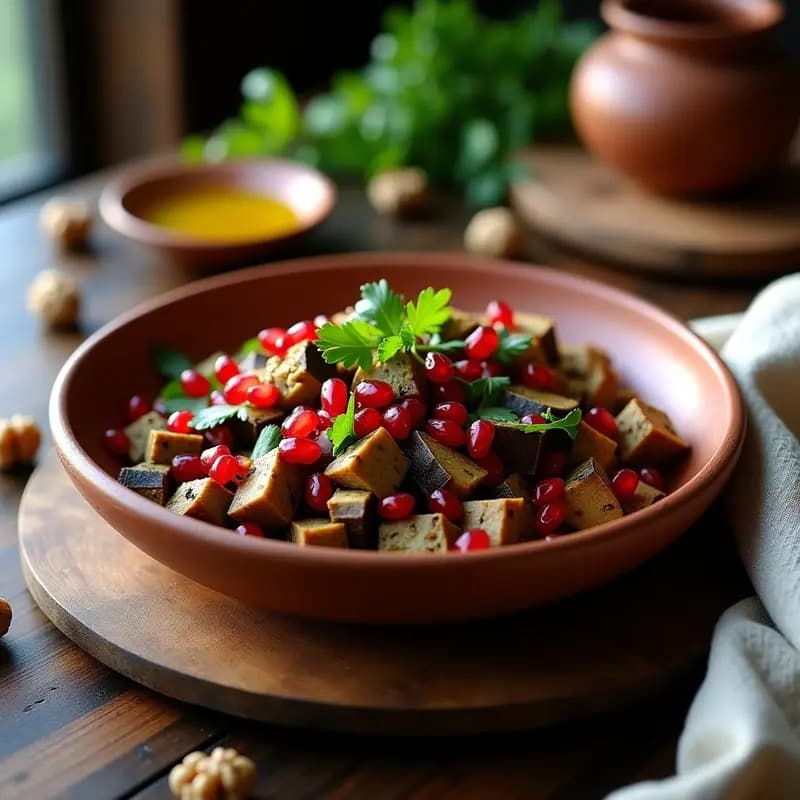 Bvenachan de Berenjena y Nueces: Ensalada Georgiana Vegana y Sin Cocción