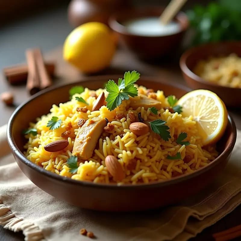 Byriani de Pollo con Azafrán y Frutos Secos: Receta Pakistana en Olla Rápida