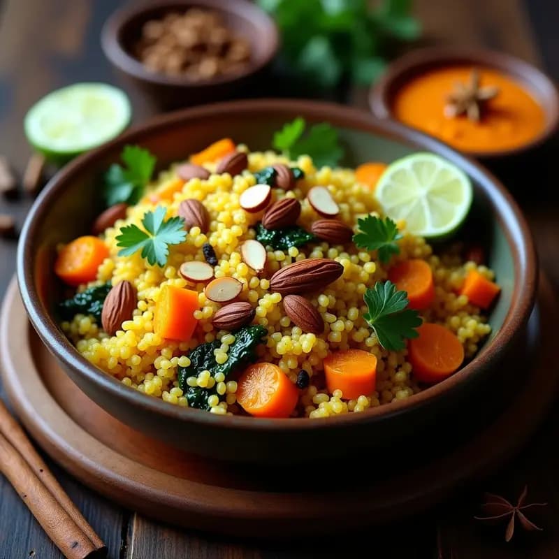 Byriani de Quinoa y Verduras con Especias de Cachemira: Receta India Vegana y Alta en Proteína