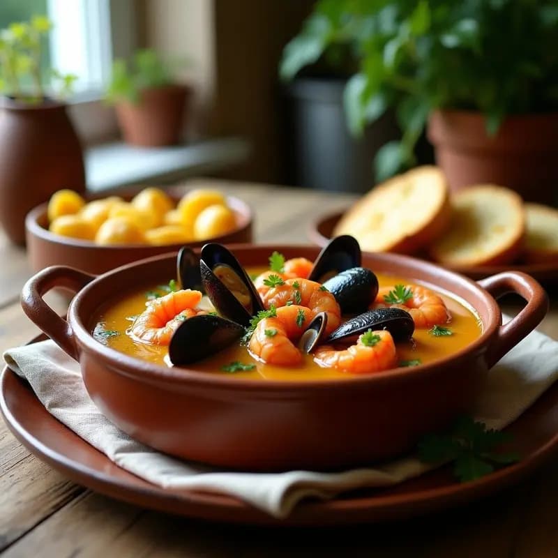 Cacerolita de Mariscos a la Provenzal: Receta Francesa con Azafrán y Ajo