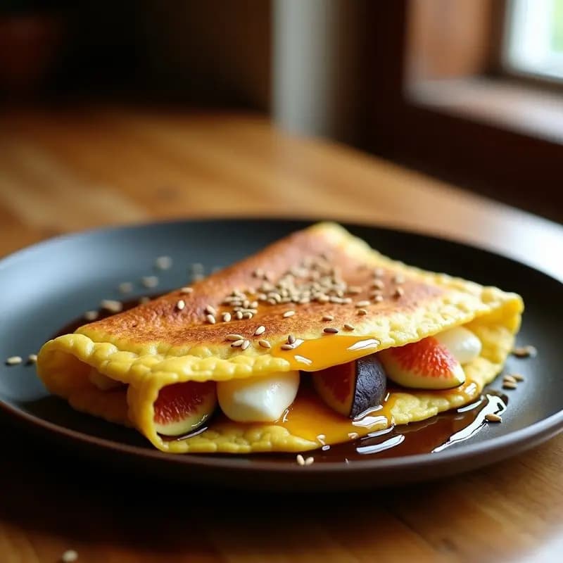 Cachapa Venezolana Rellena de Queso de Búfala y Higos: Desayuno Dulce-Salado