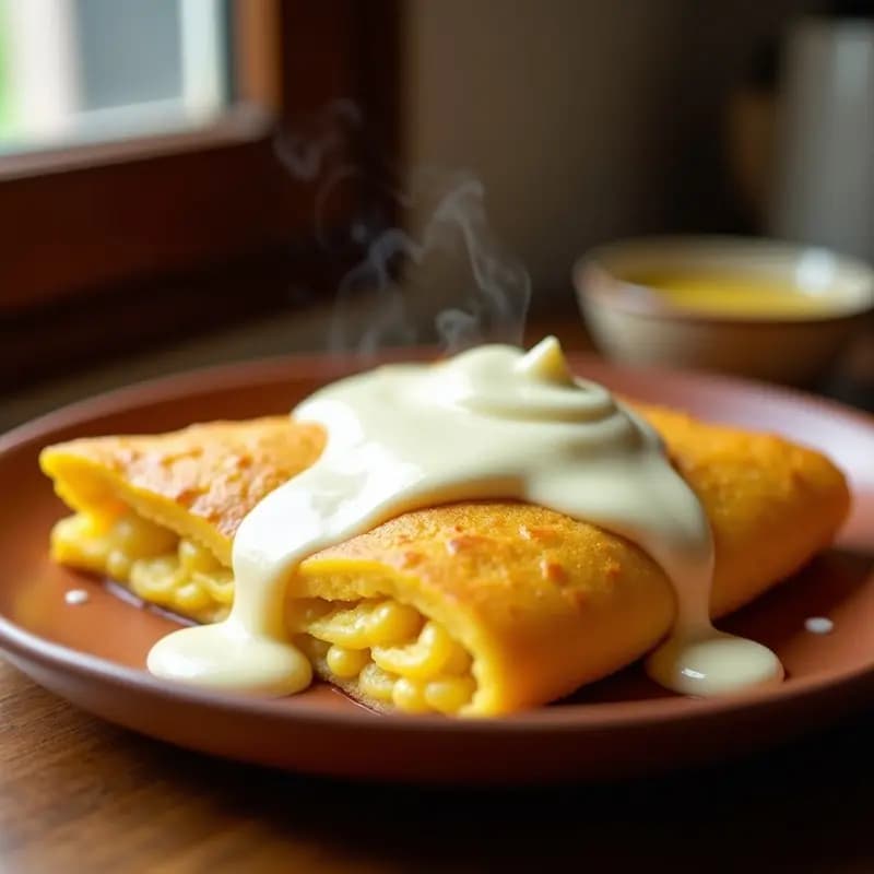 Cachapa con Queso de Mano y Natilla: Desayuno Venezolano Tradicional en Sartén