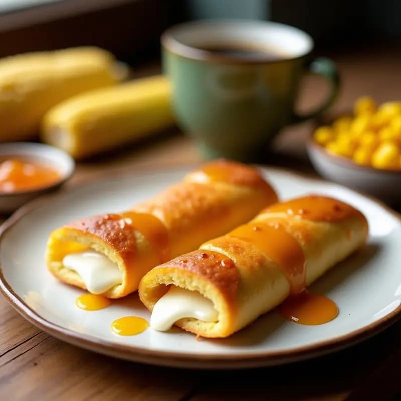 Cachapitas de Maíz Dulce con Queso Blanco y Mermelada de Guayaba: Desayuno Colombiano Sin Horno