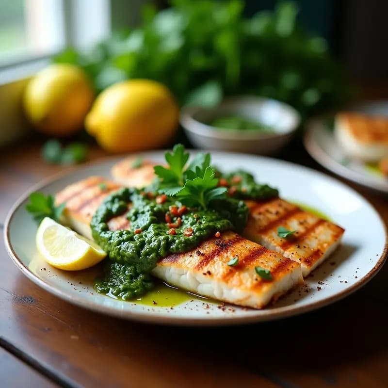 Cachten a la Parrilla con Chimichurri de Perejil: Receta Peruana de Pescado en 15 Minutos