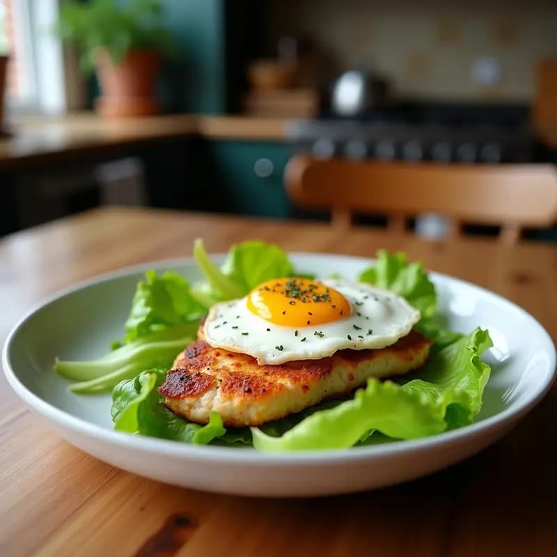 P Caesar Salad con Pollo Crujiente y Aderezo de Anchos: Receta Americana Keto