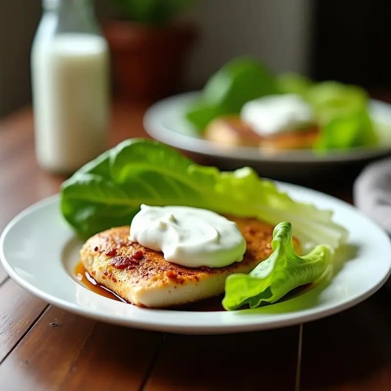 Caesar Salad Rolls con Pollo Ahumado y Aderezo de Yogur Griego: Entrante Americana Proteico en Hoja de Lechuga