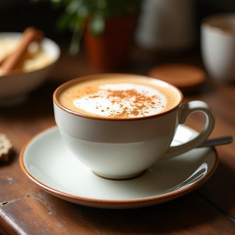 Bebida de Café de Achicoria con Espuma de Coco y Canela: Latte Vegano Sin Cafeína