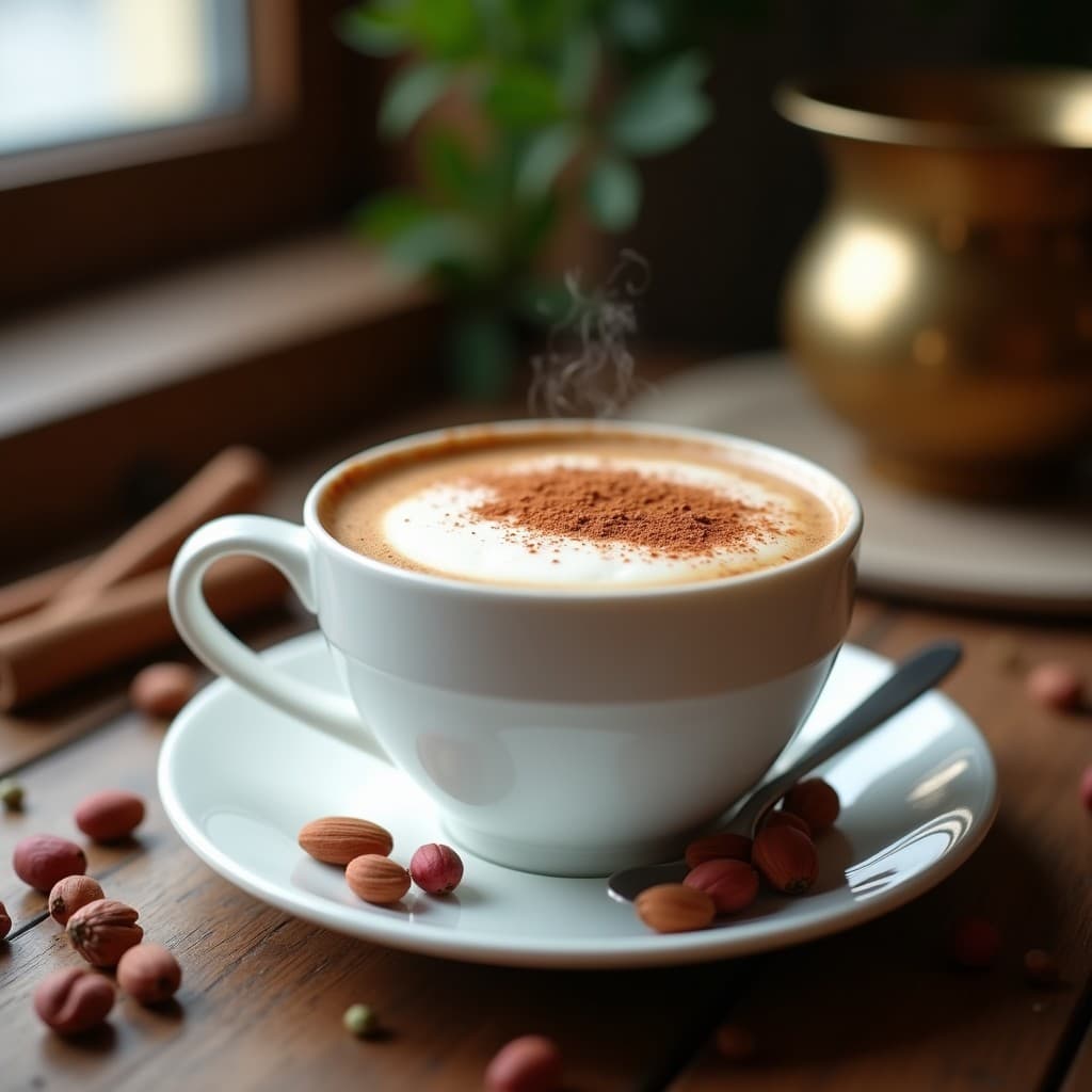 Bebida de Café con Especias de Cardamomo y Pimienta Rosa: Latte Antiinflamatorio Turco