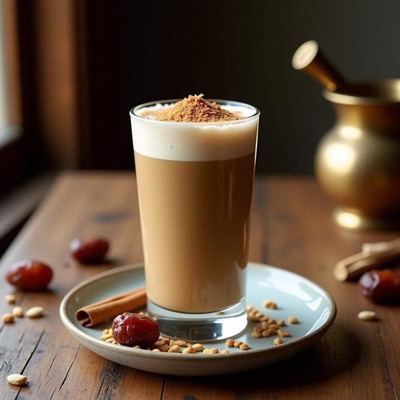 Bebida de Café de Dátiles y Cardamomo: Latte Vegano Sin Cafeína y Energético