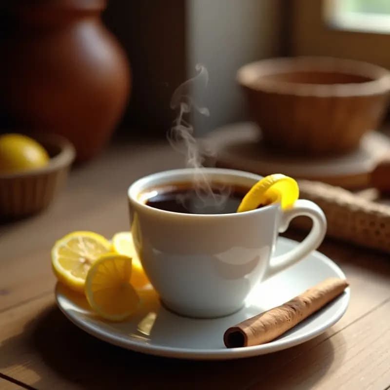 Café del Tiempo con Canela y Corteza de Limón: Bebida Caliente de Invierno