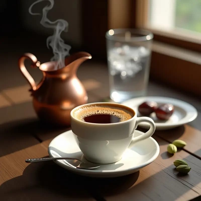 Café Turco con Cardamomo: Bebida Tradicional Espesa y Aromática en Cezve