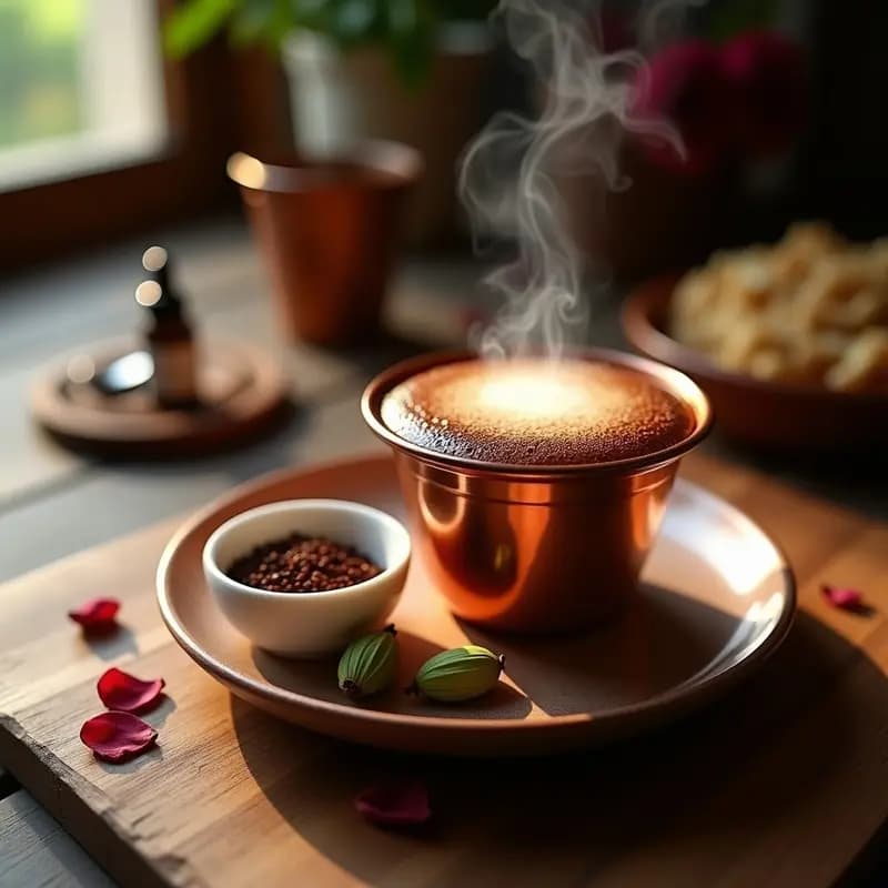 Café Turco con Cardamomo y Esencia de Rosa: Bebida Tradicional en Cuezinillo