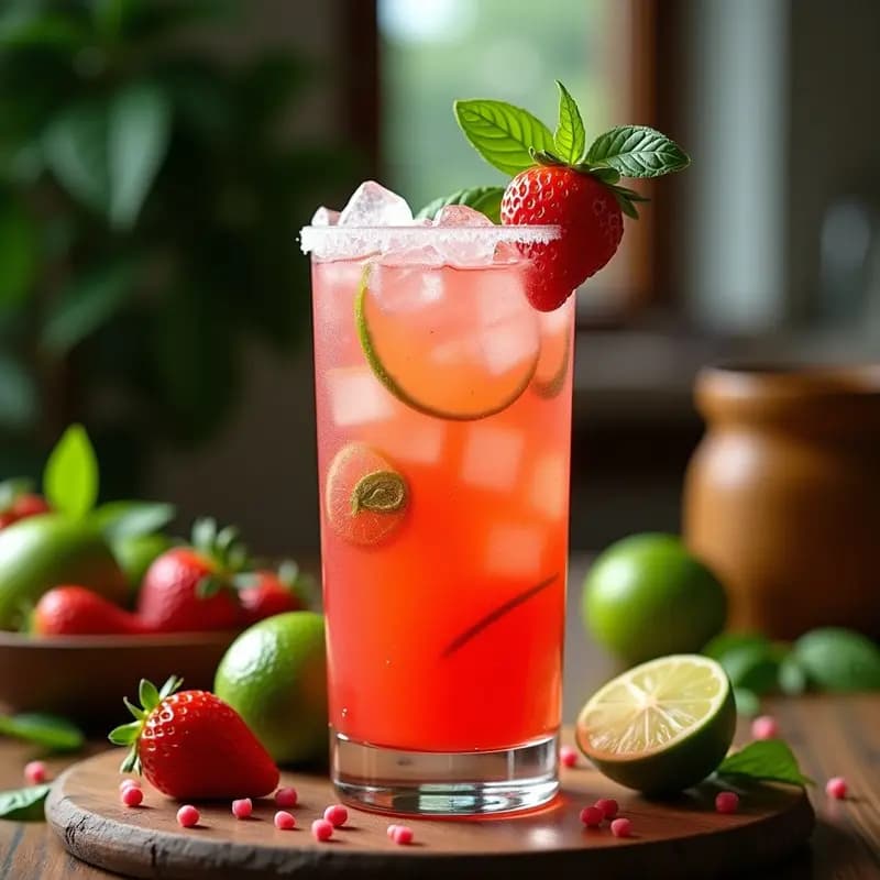 Caipirinha de Fresas y Albahaca: Bebida Brasileña Sin Azúcar y Refrescante