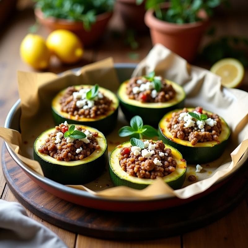 Calabacín Relleno de Carne Picada y Arroz Salvaje: Receta Griega en 30 Minutos