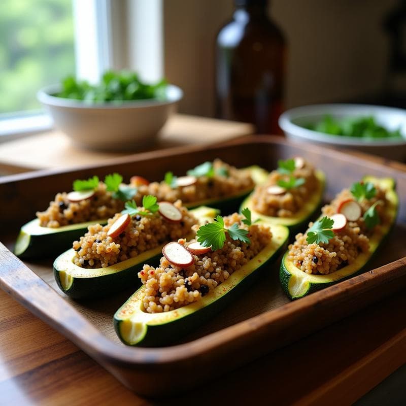 Barquitos de Calabacín Rellenos de Quinoa y Berenjena Ahumada: Receta Vegana al Horno