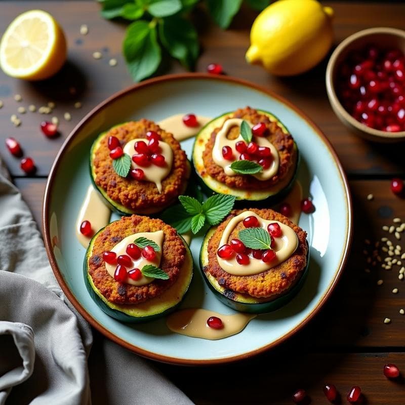 Calabacines Asados Rellenos de Falafel y Tahini: Receta Árabe Vegana en Horno
