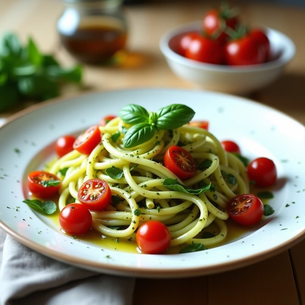 Calabacines en Espiral con Pesto de Albahaca y Semillas de Girasol: Receta Vegana y Sin Lácteos en Airfryer